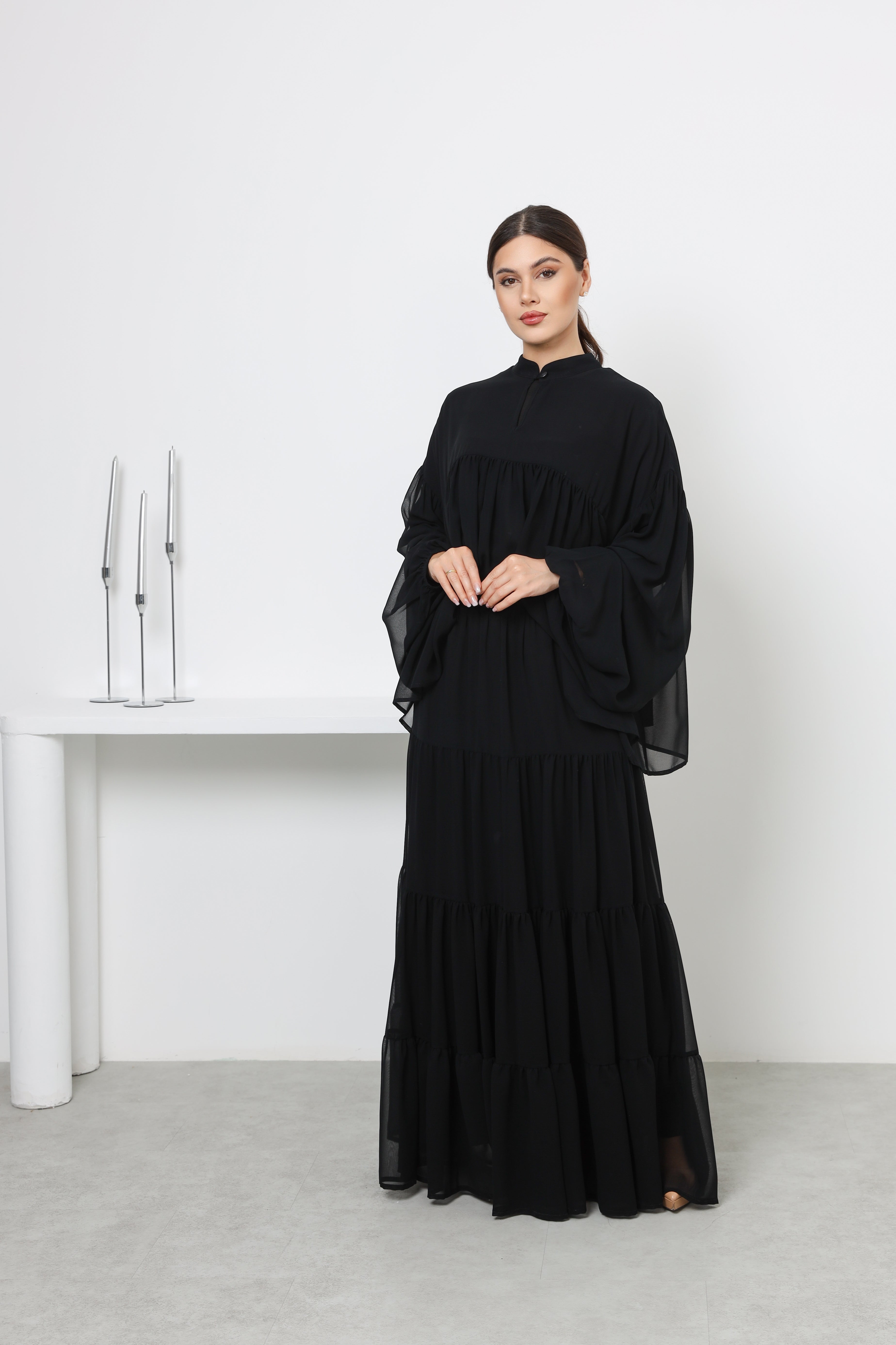 Chiffon Two-Piece Set – Black