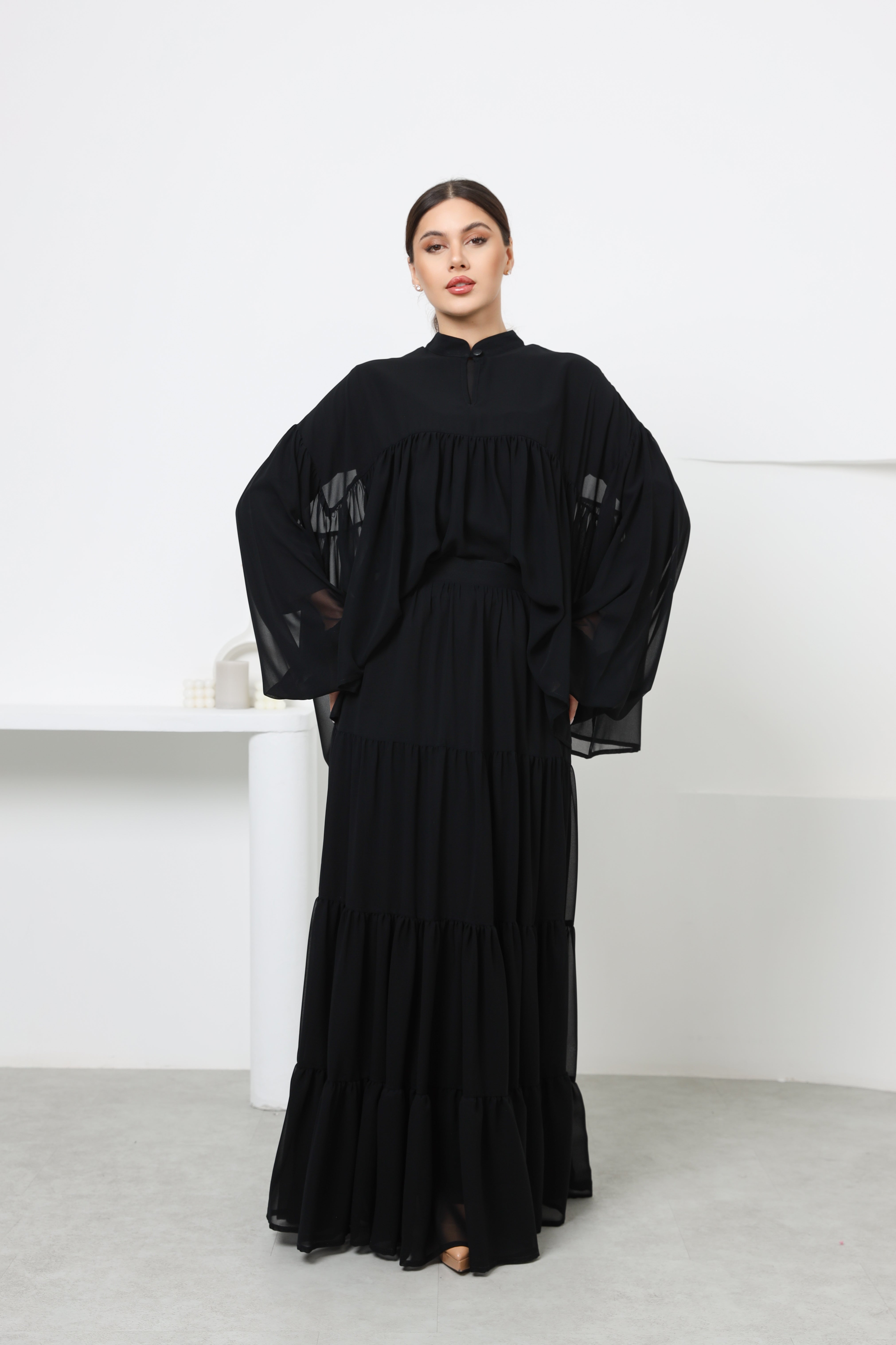 Chiffon Two-Piece Set – Black