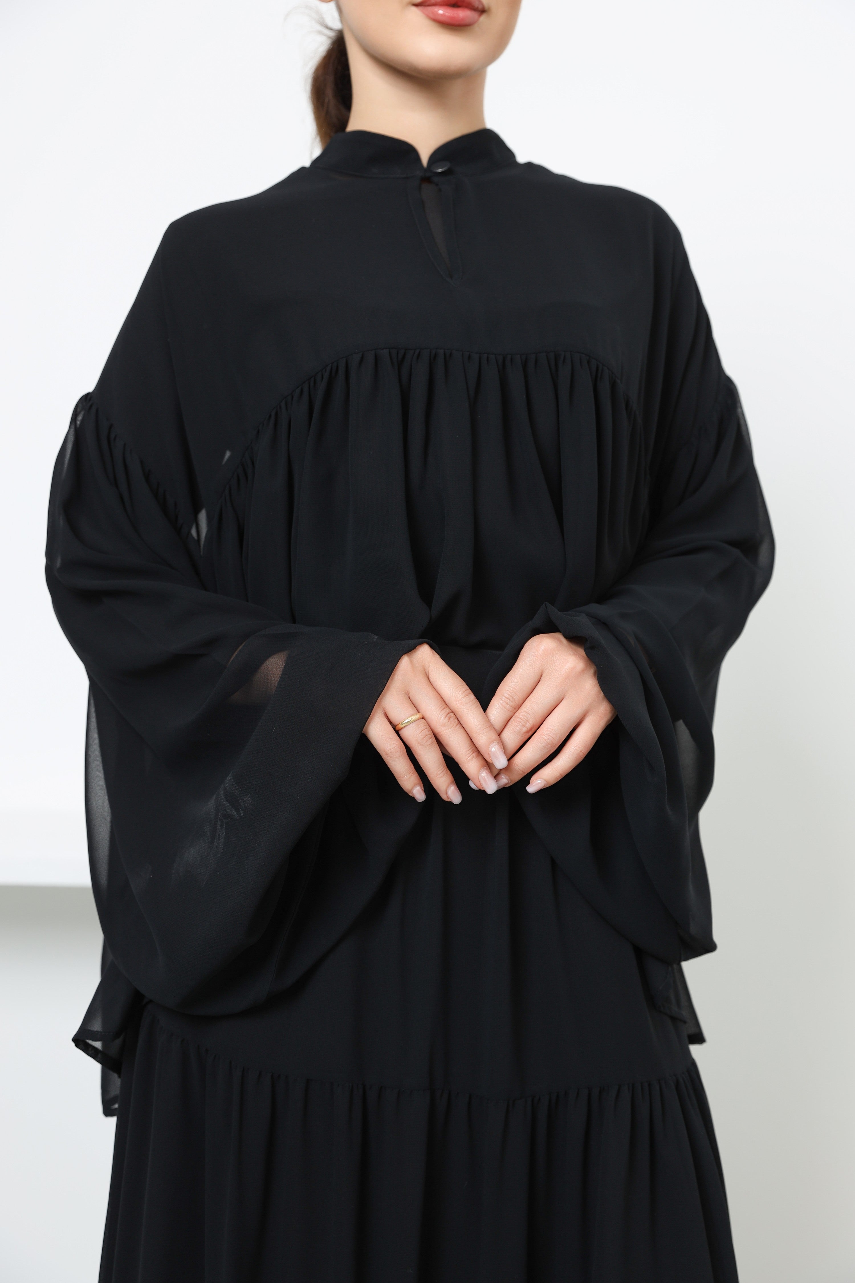 Chiffon Two-Piece Set – Black