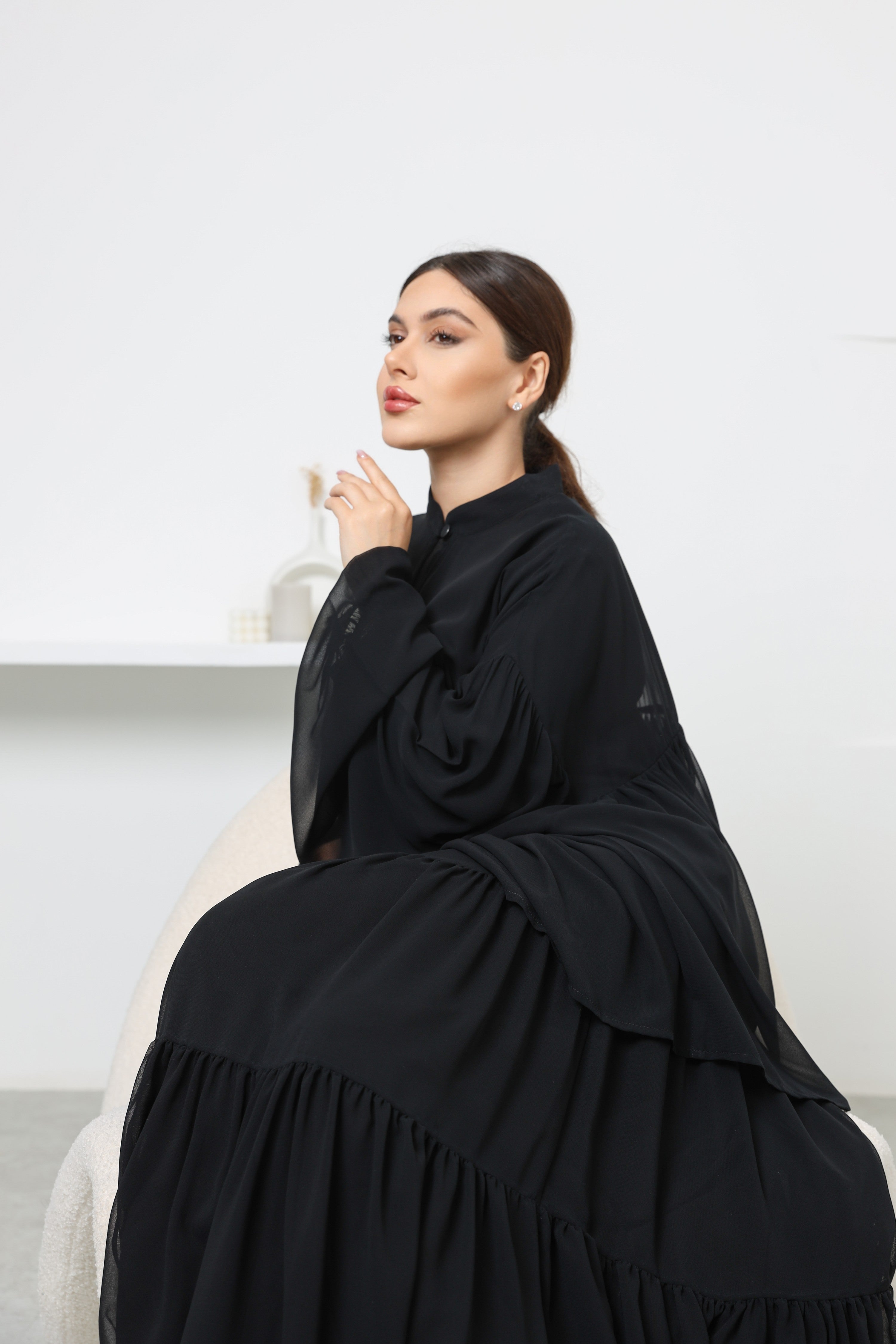 Chiffon Two-Piece Set – Black