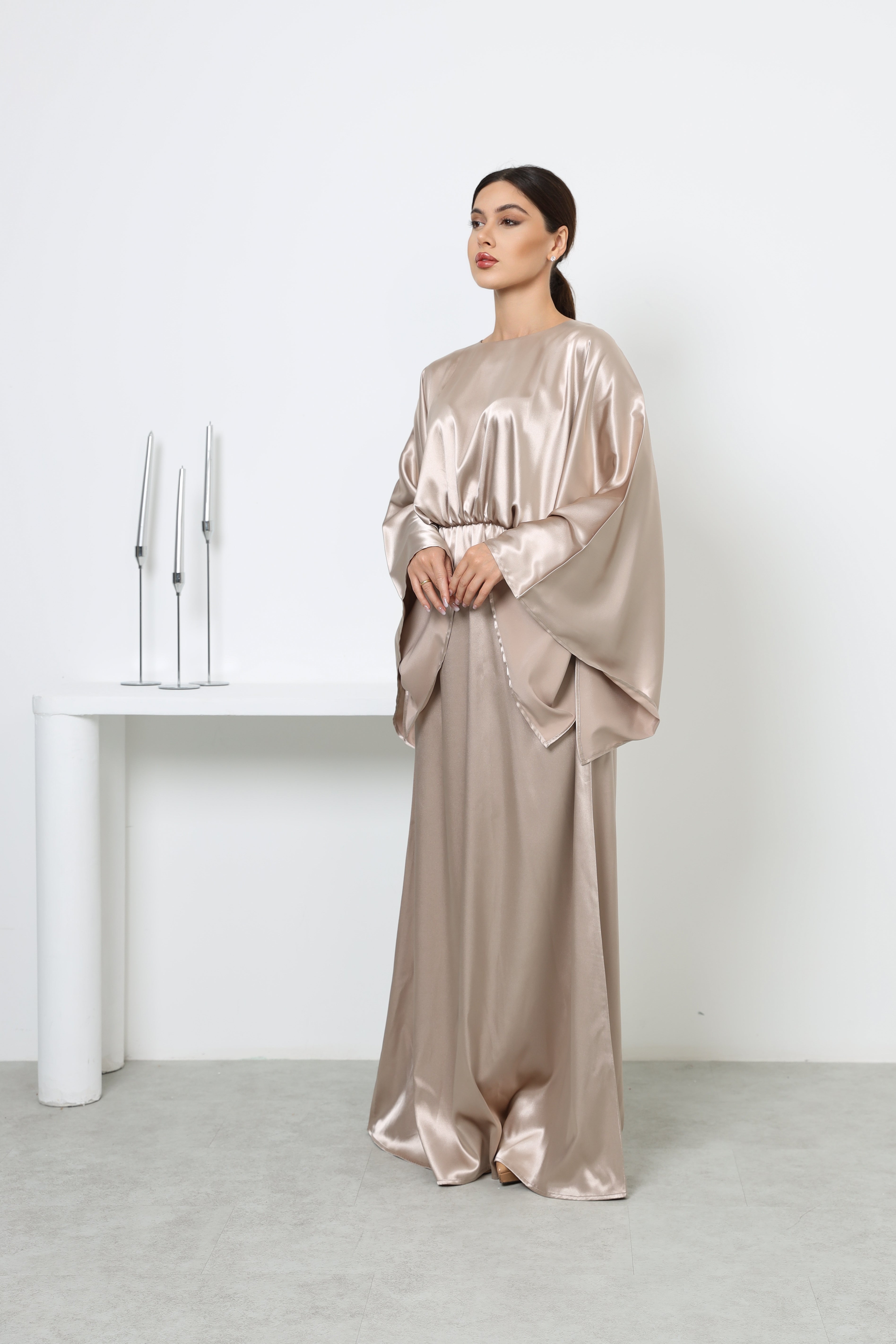 Lumière Gold Satin Maxi