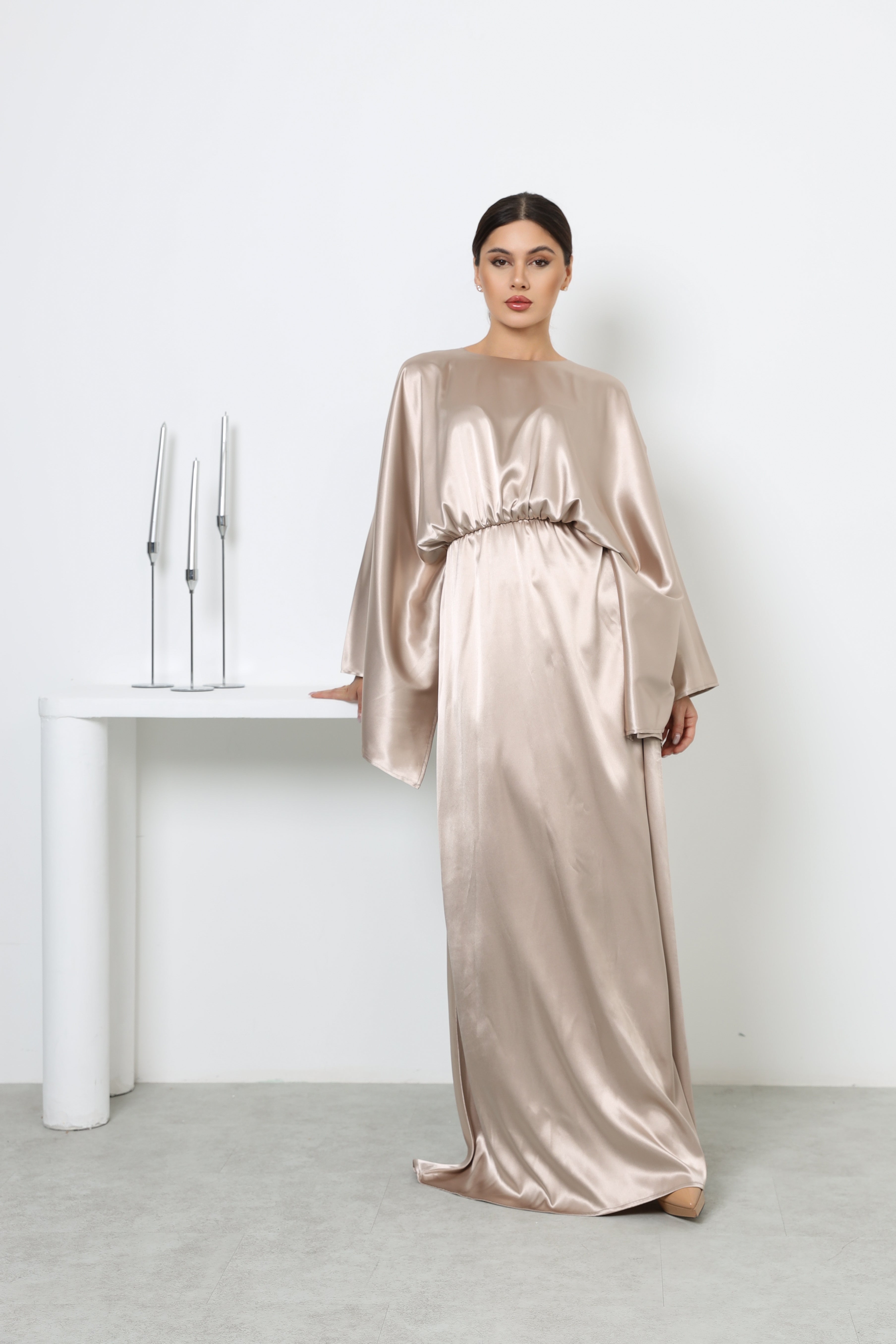 Lumière Gold Satin Maxi