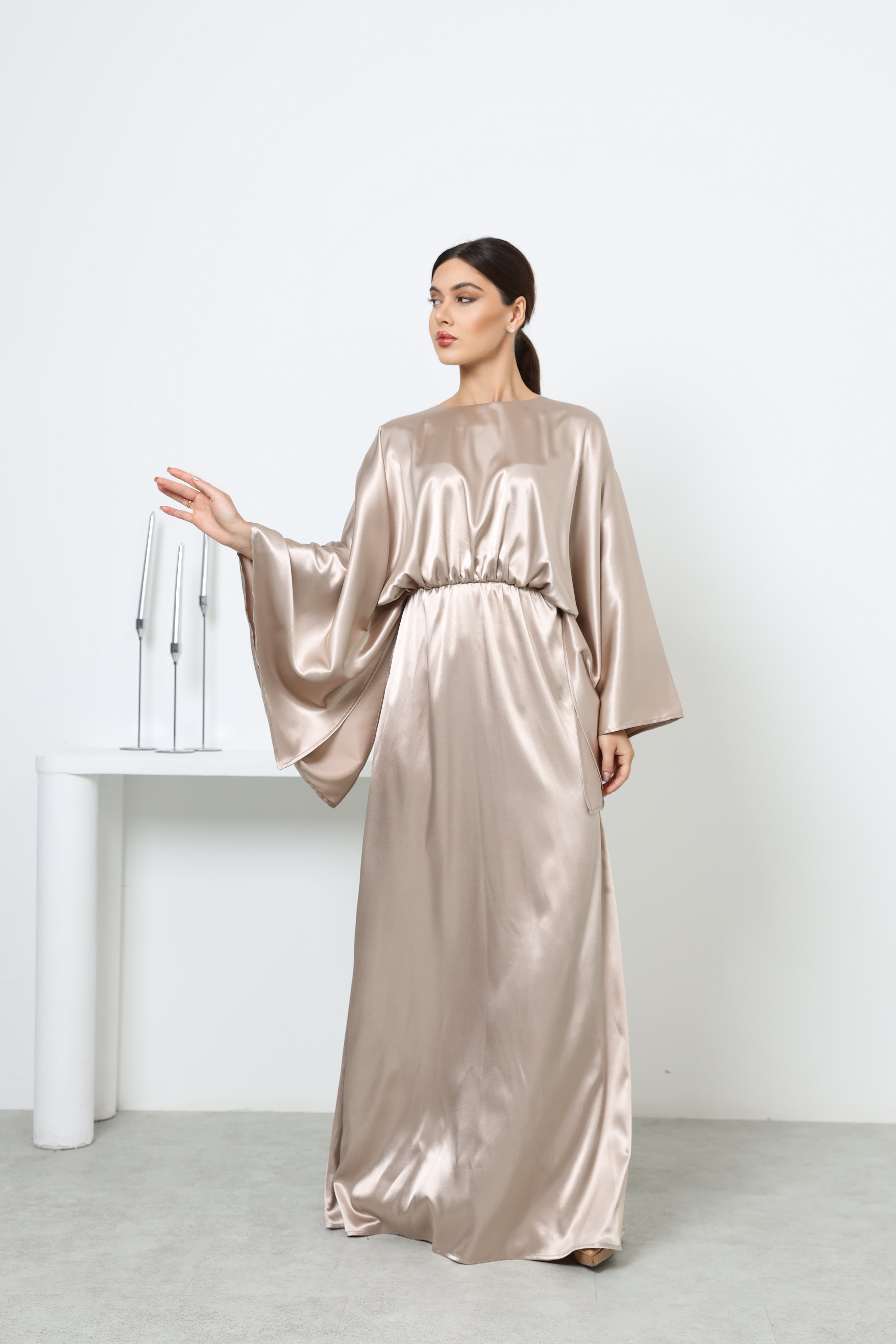 Lumière Gold Satin Maxi