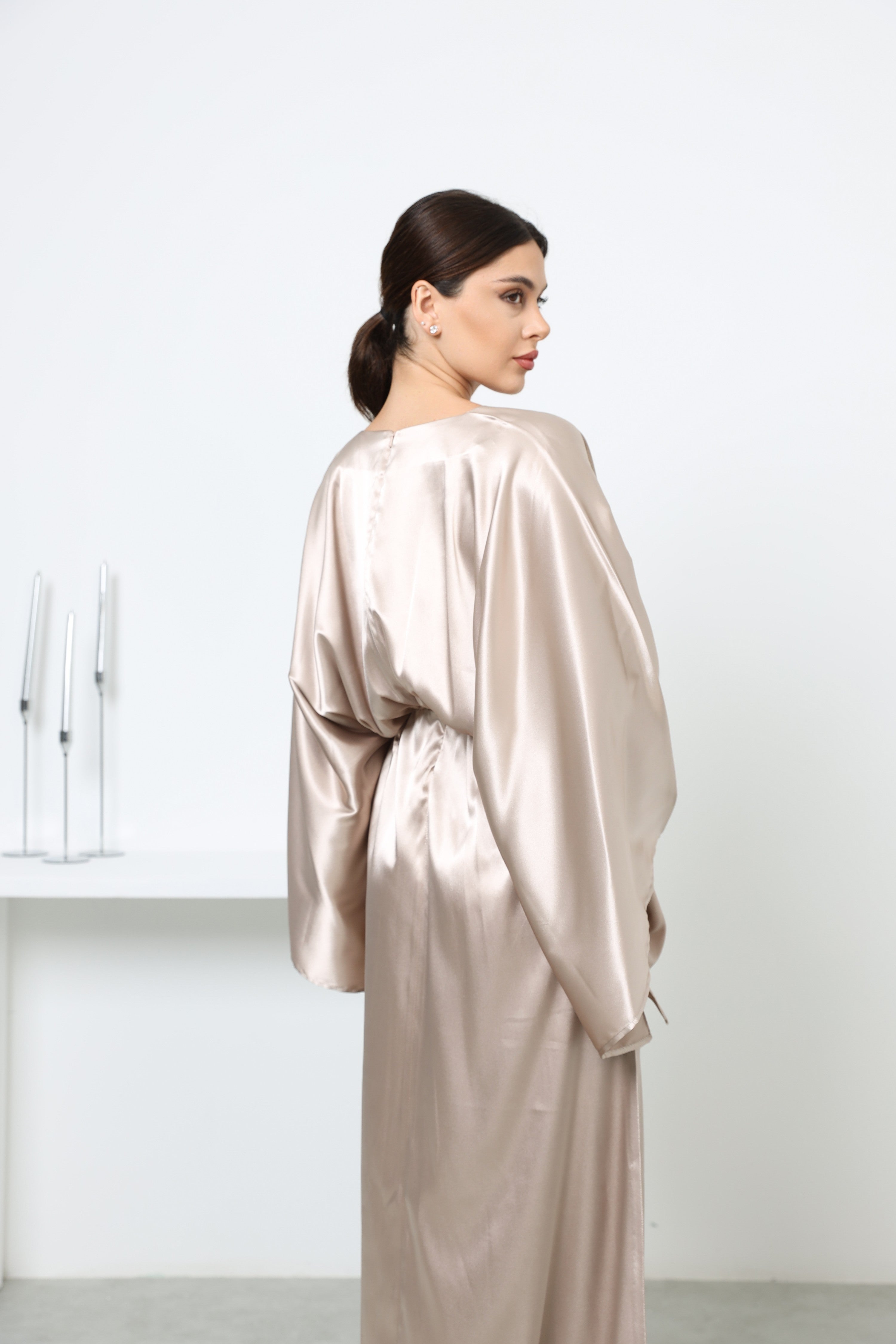 Lumière Gold Satin Maxi