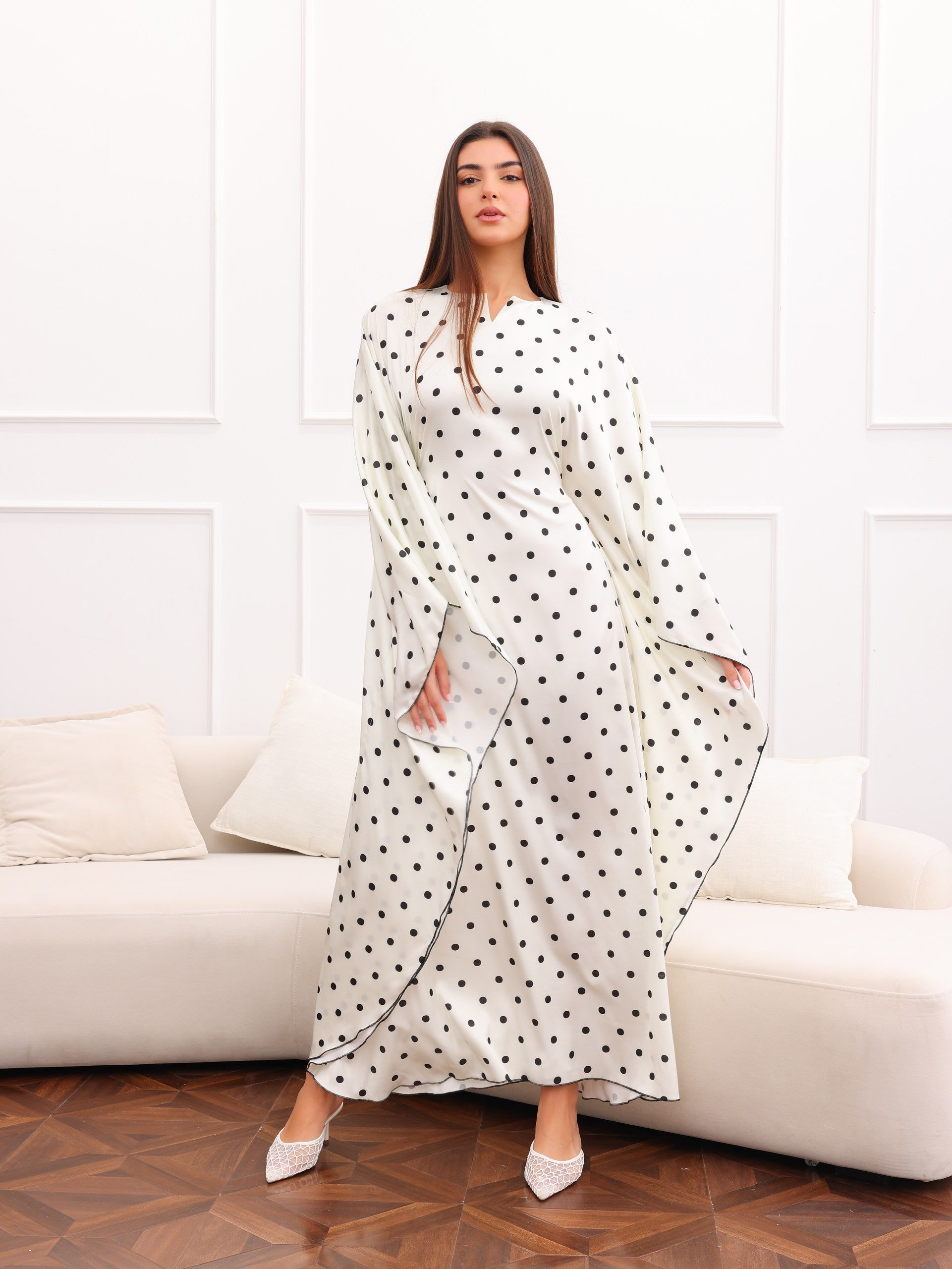 Luna Polka Satin Kaftan