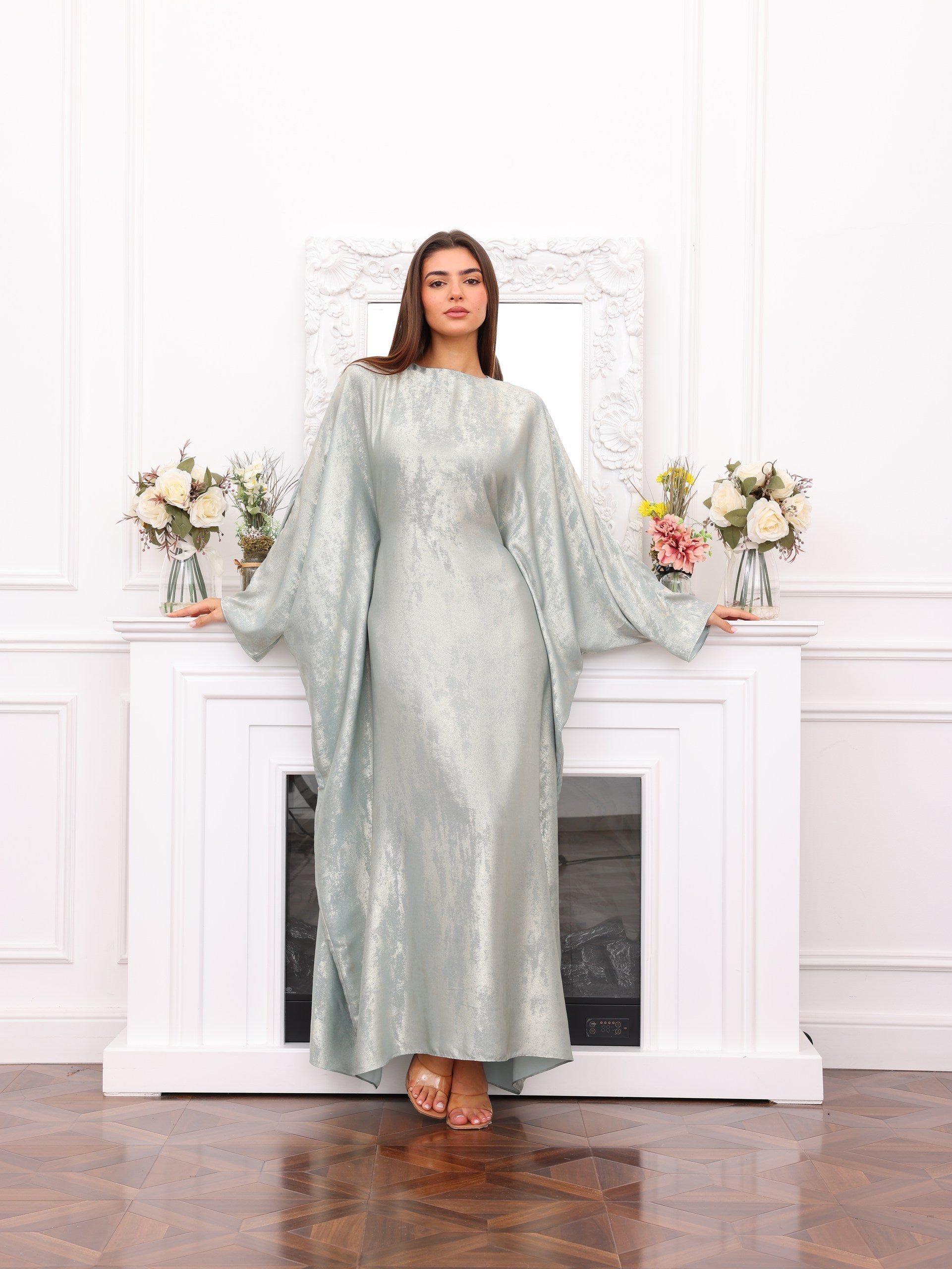 Silver Sage Korean Silk Kaftan