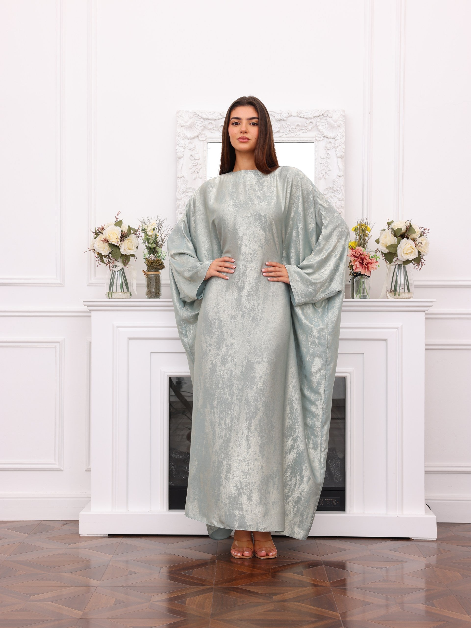 Silver Sage Korean Silk Kaftan