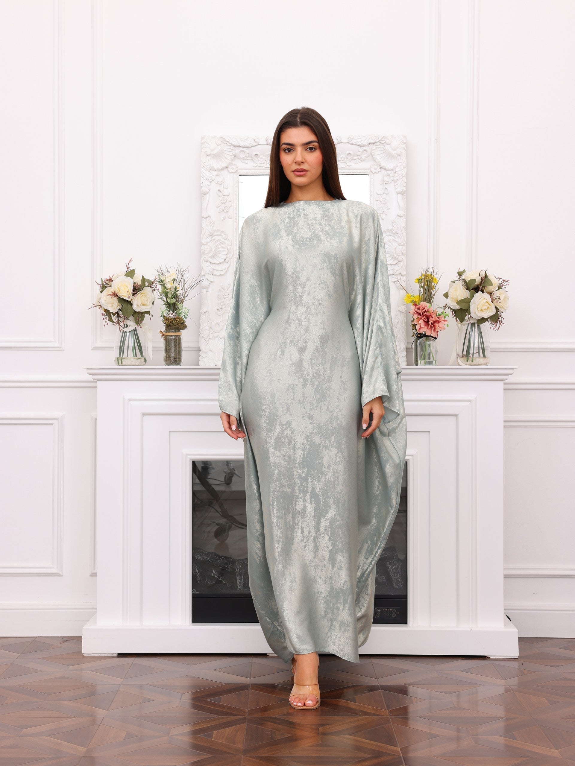 Silver Sage Korean Silk Kaftan