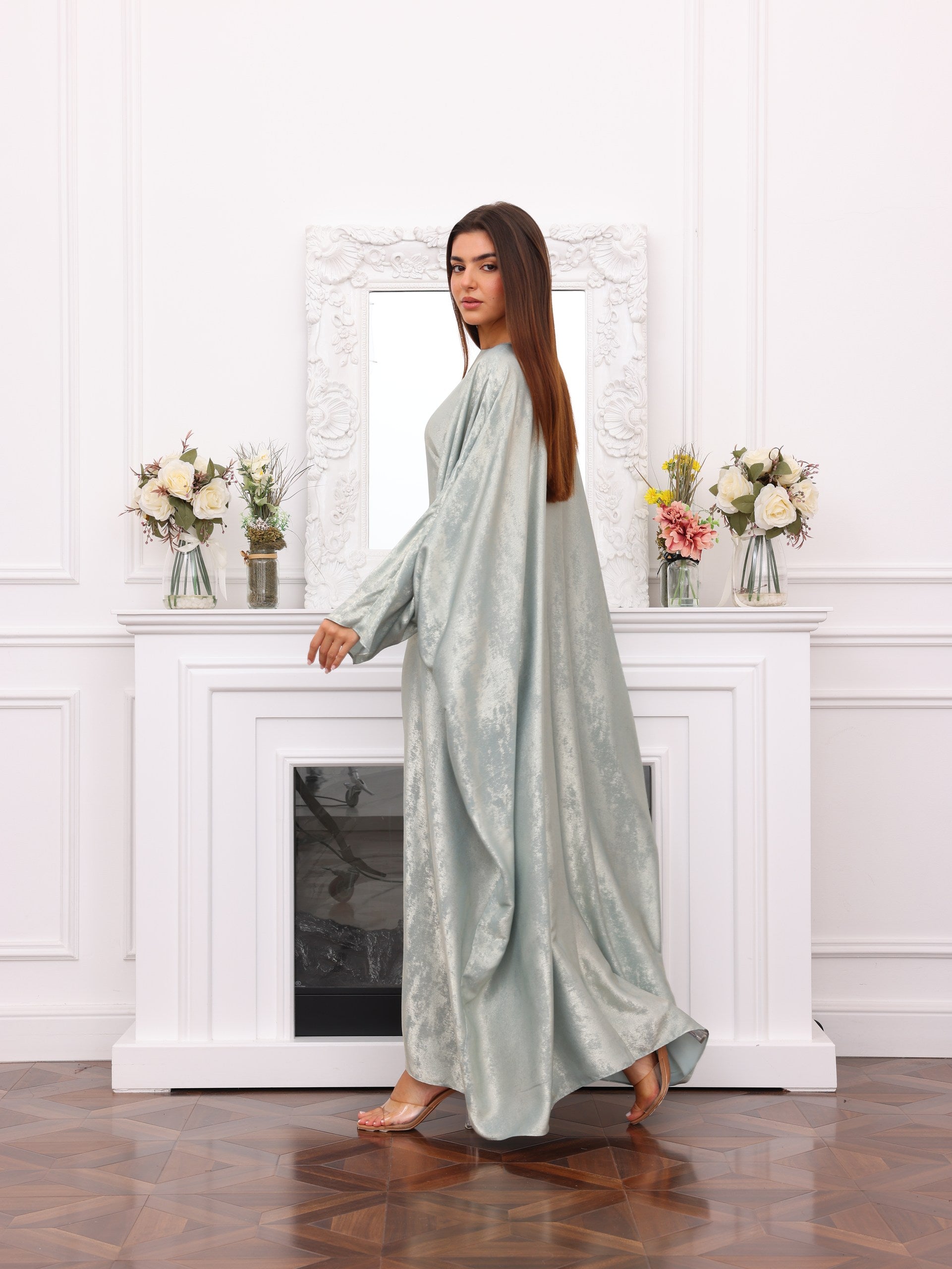 Silver Sage Korean Silk Kaftan