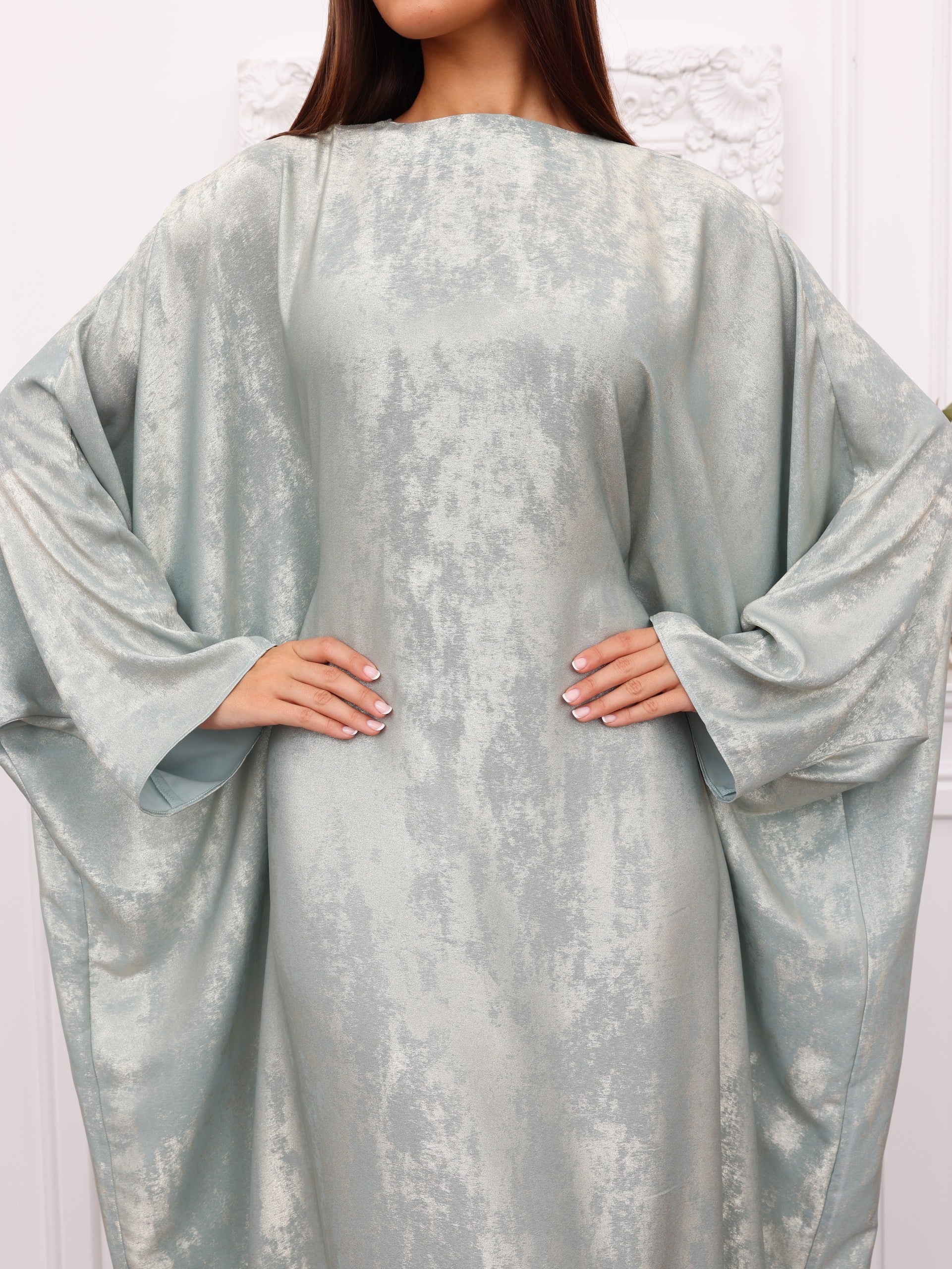 Silver Sage Korean Silk Kaftan