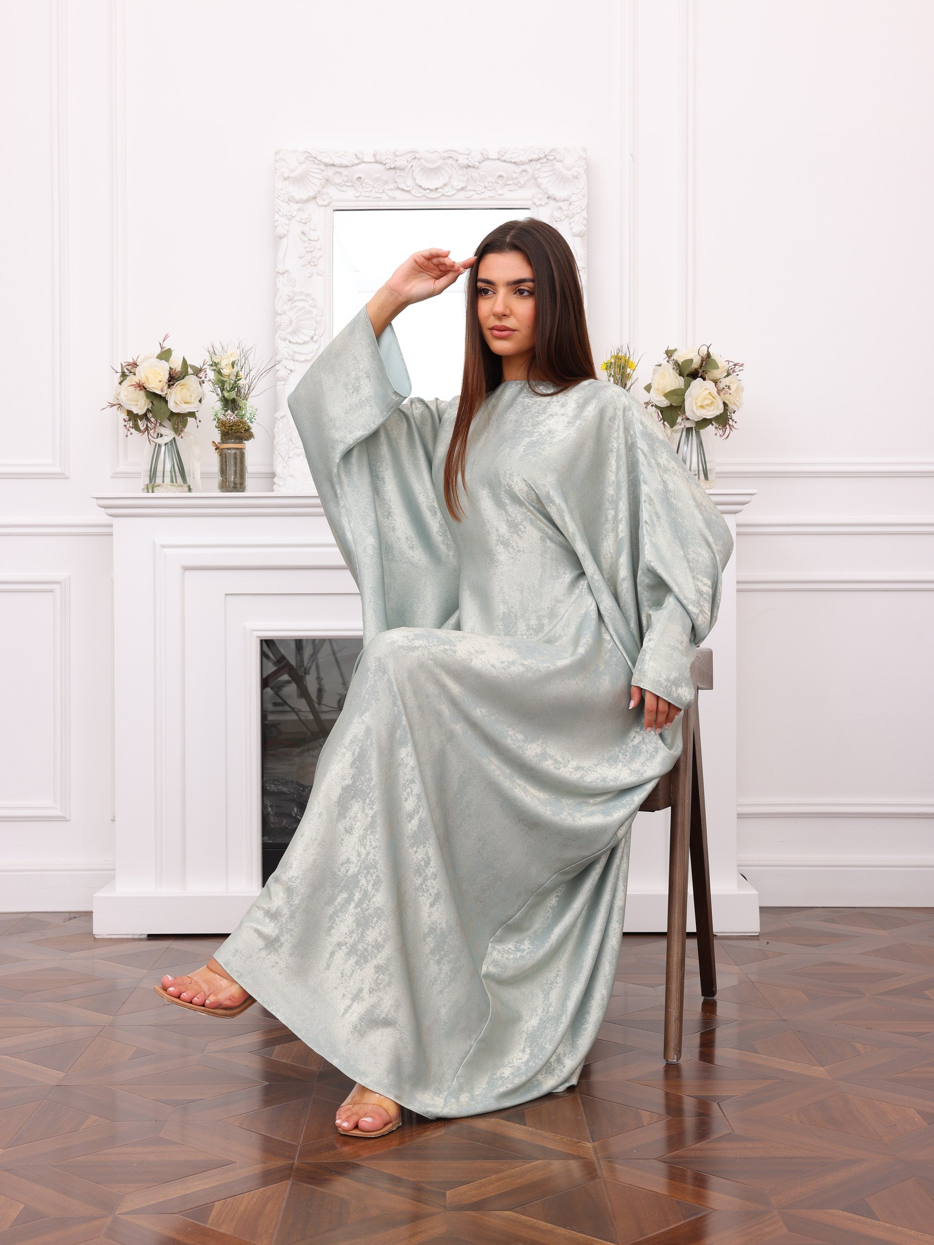 Silver Sage Korean Silk Kaftan