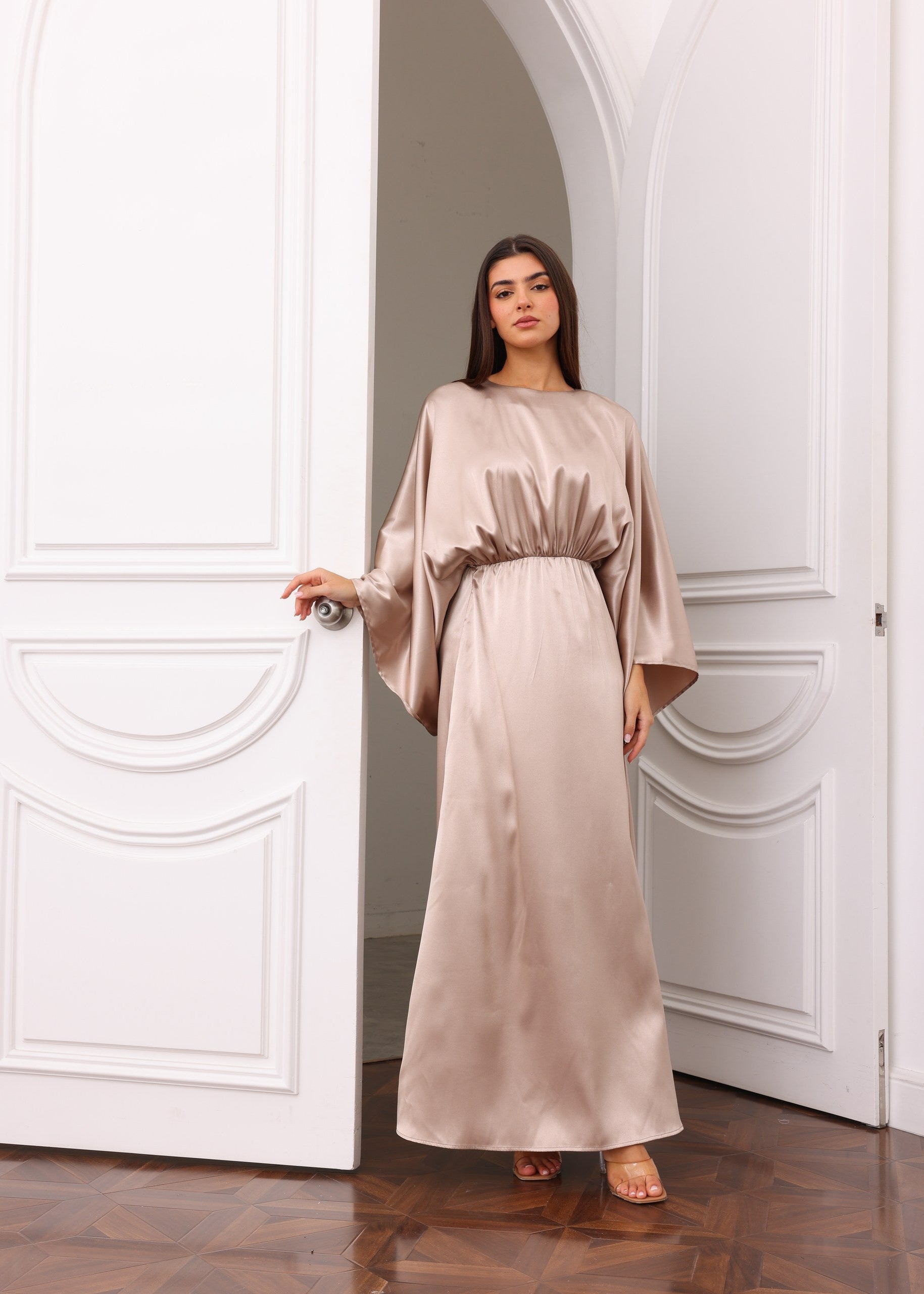 Lumière Gold Satin Maxi
