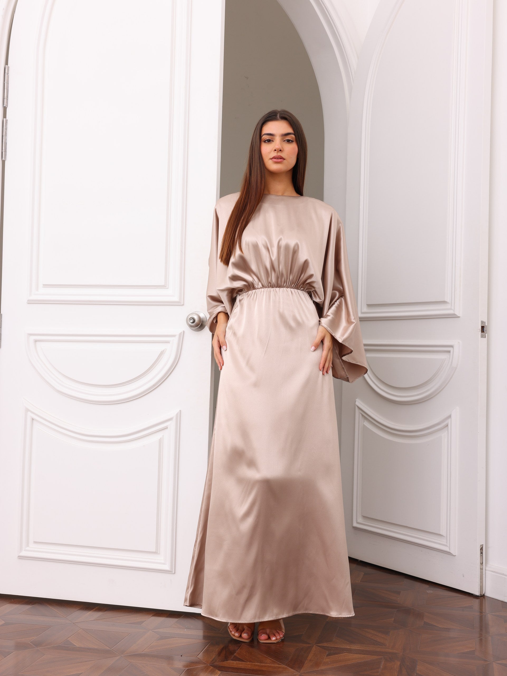 Lumière Gold Satin Maxi