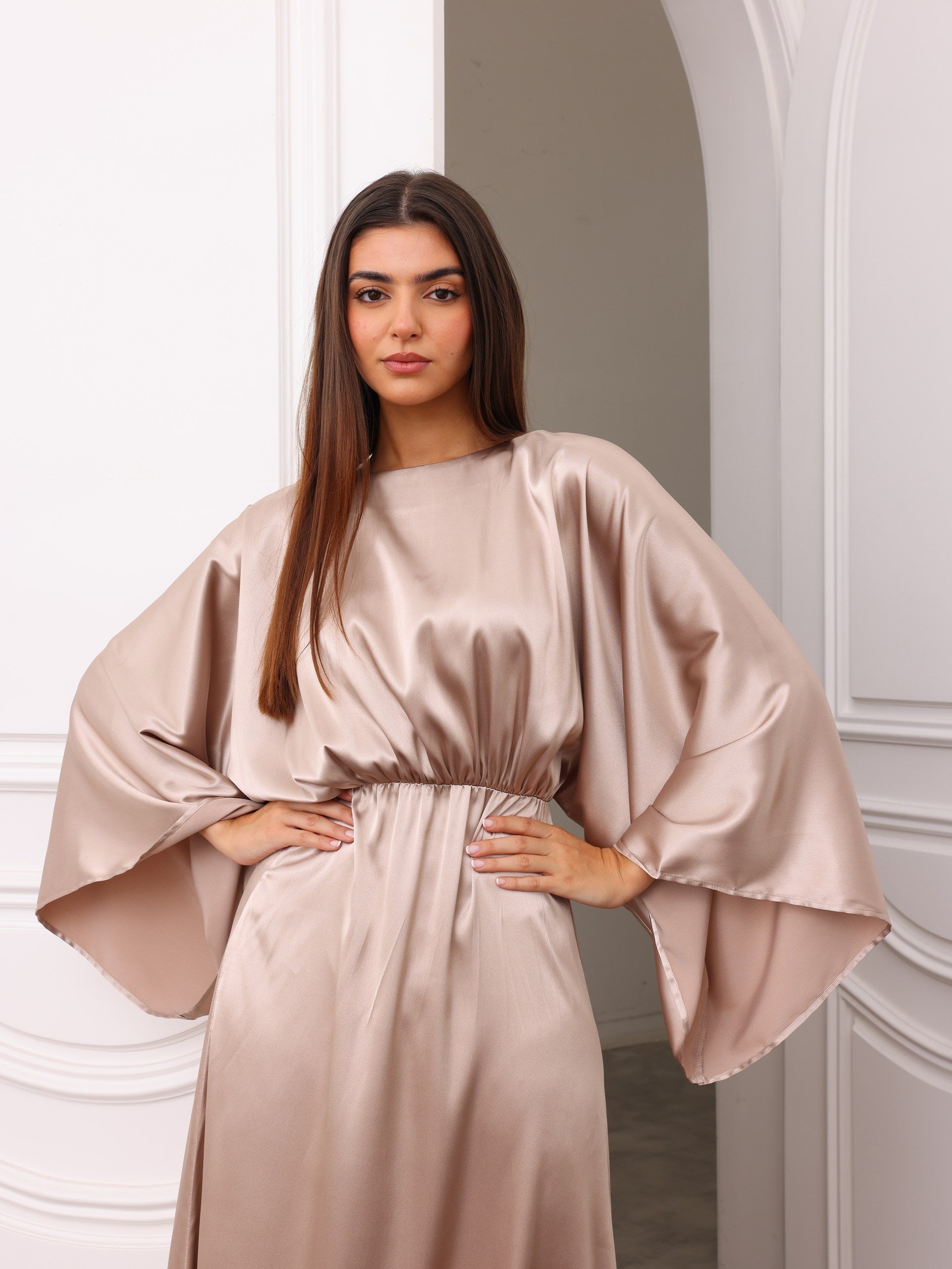 Lumière Gold Satin Maxi