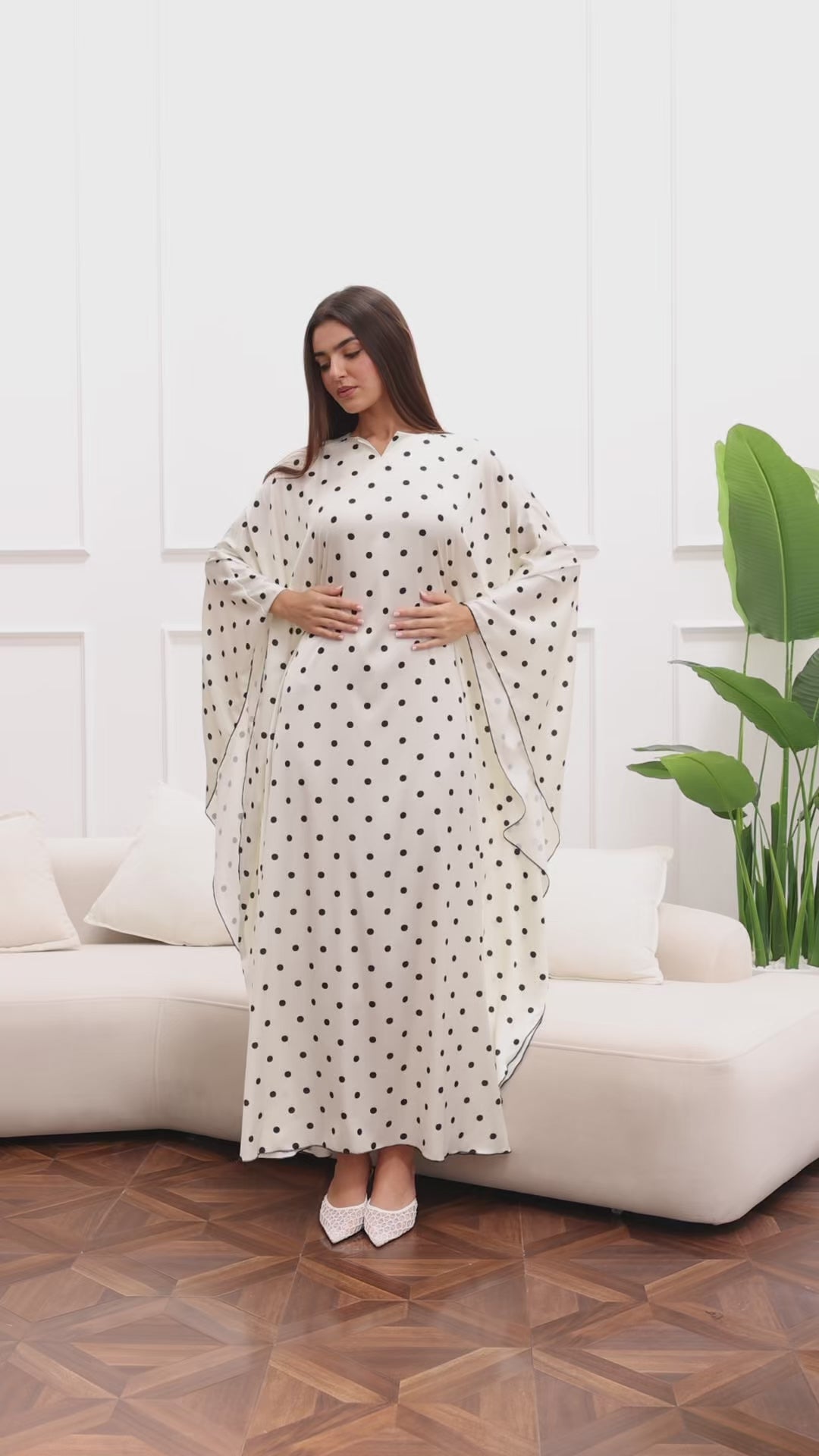 Luna Polka Satin Kaftan