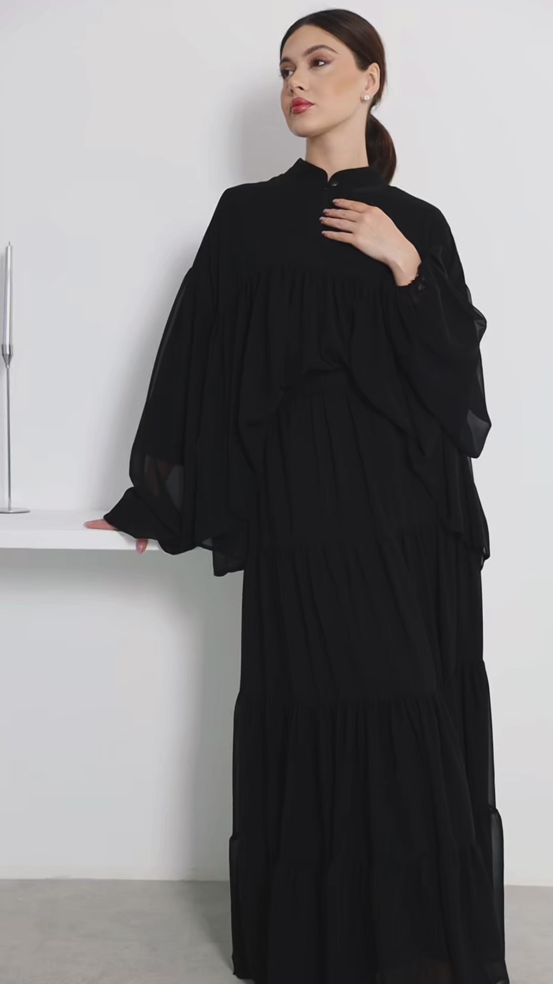 Chiffon Two-Piece Set – Black