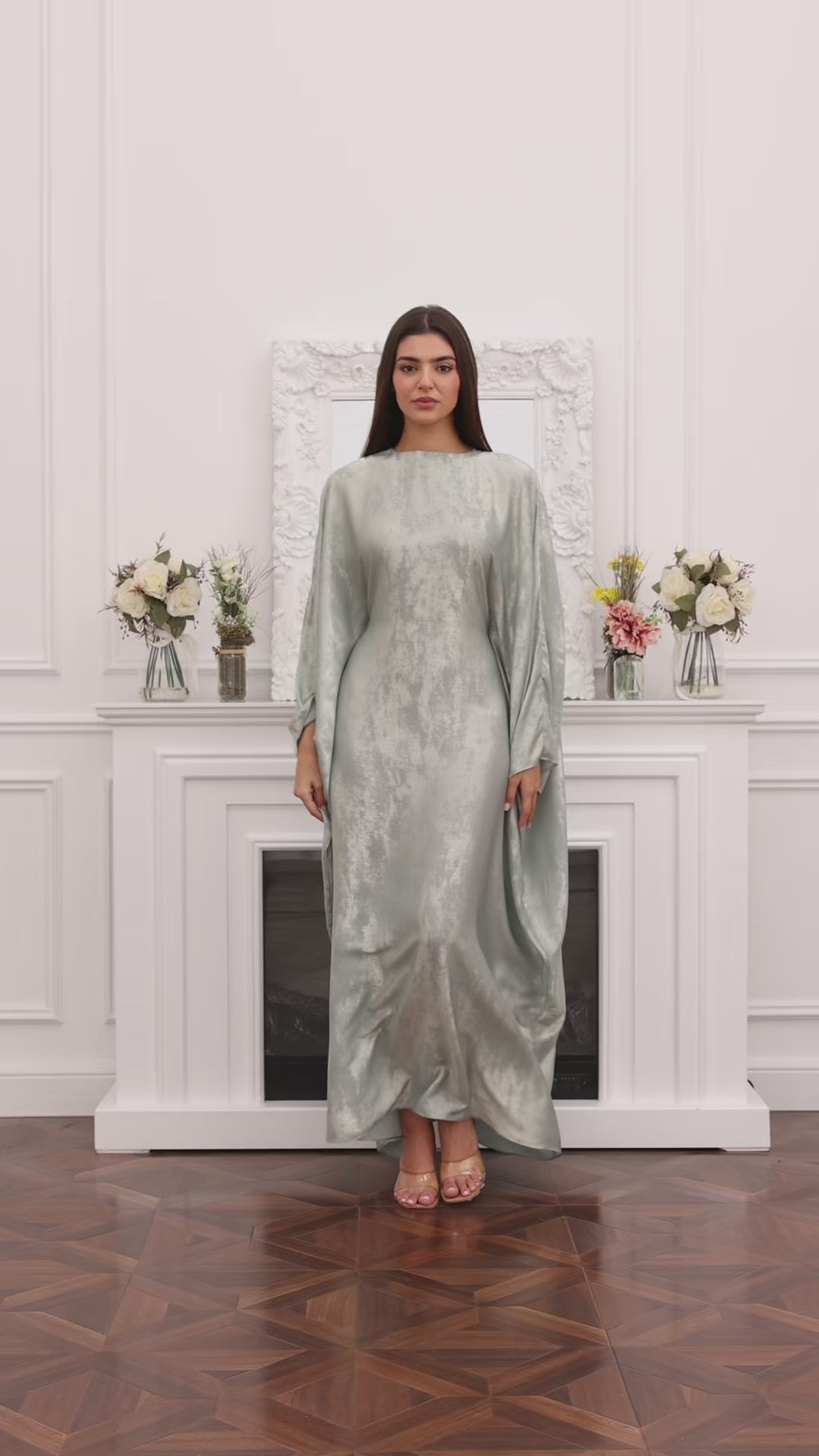 Silver Sage Korean Silk Kaftan